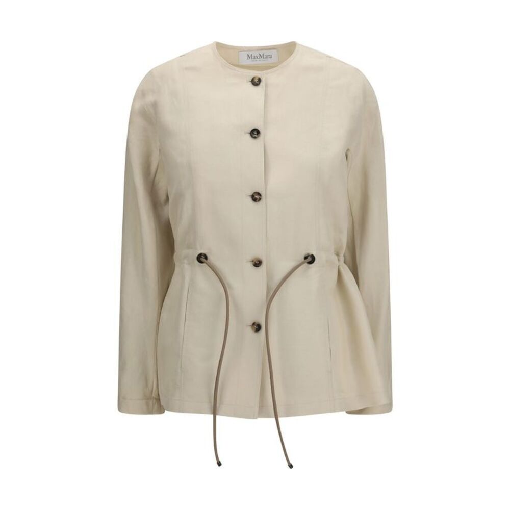 Max Mara Beige Linen Full-Length Women's Jacket